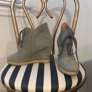 KELSI DAGGER- Helix Suede Lace-up Wedge Booties